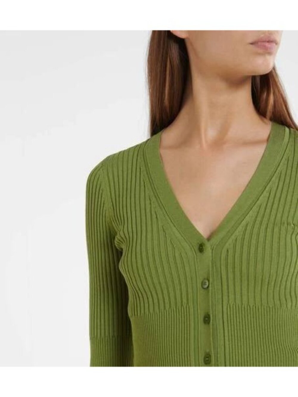SIMKHAI Women’s Ailany Ribbed-knit Cardigan in Green Size Large - Picture 3 of 10